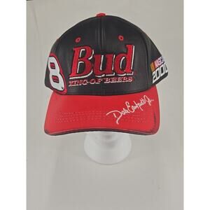 Vintage Leather Dale Earnhardt Jr 8 Bud King Of Beers Nascar Adjustable Hat Cap